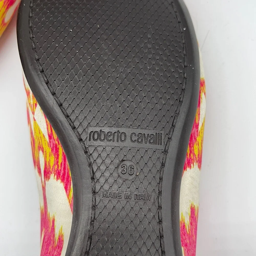 Roberto Cavalli Ballet Flats Pink Yellow signed name on side Size 36 - Picture 10 of 11
